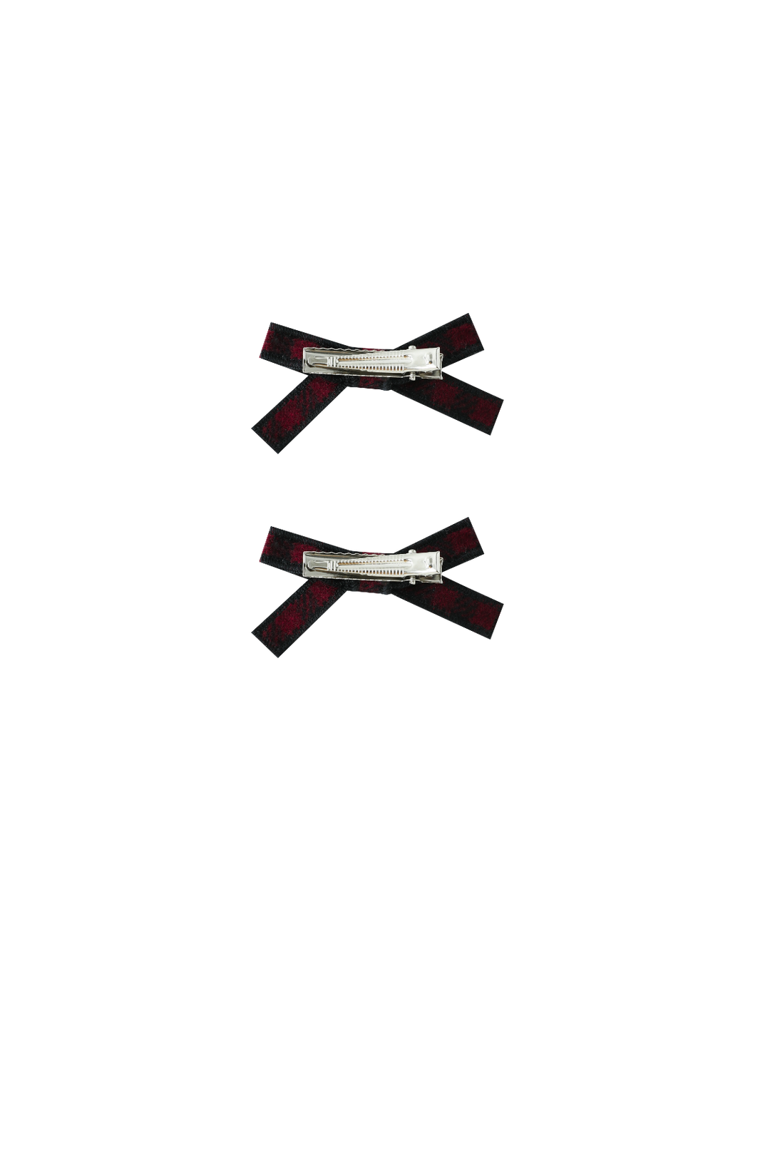 SMALL CHECKERED HAIRBOWS-BURGUNDY CHECKERED