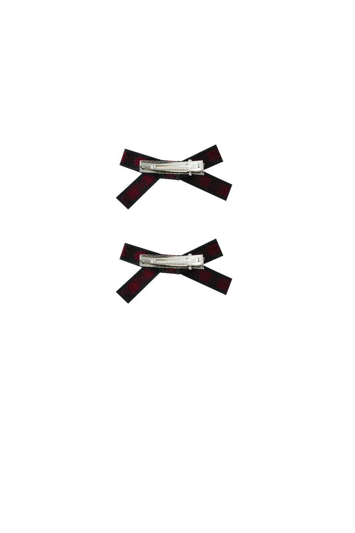 SMALL CHECKERED HAIRBOWS-BURGUNDY CHECKERED