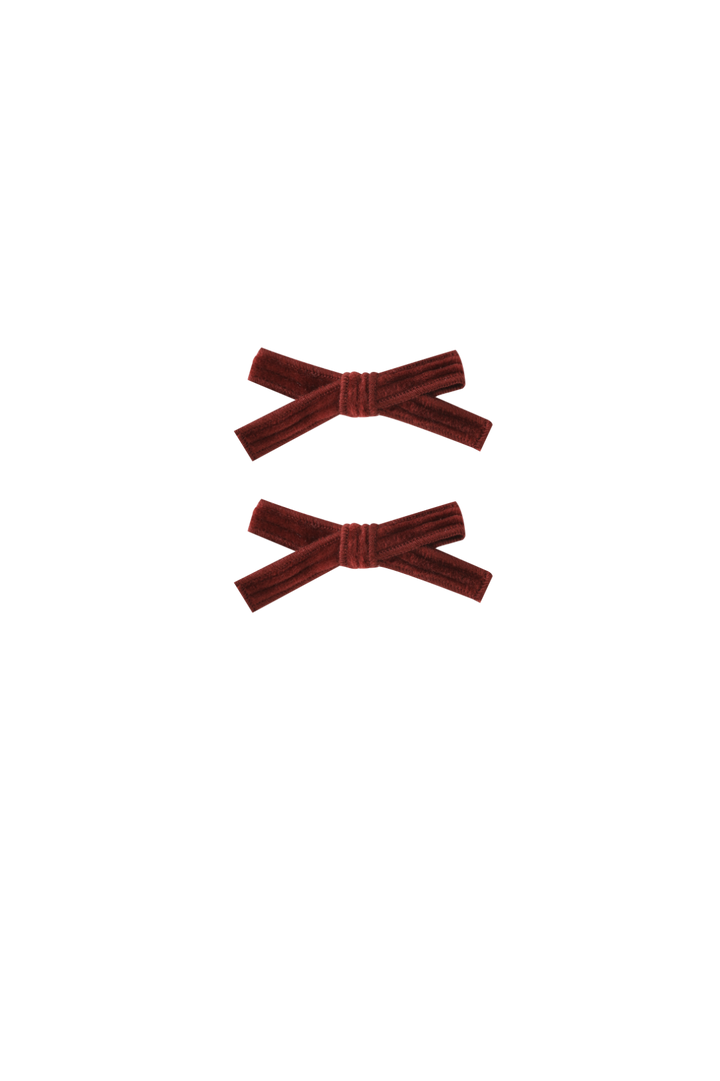 SMALL CORDUROY HAIRBOWS-RUST