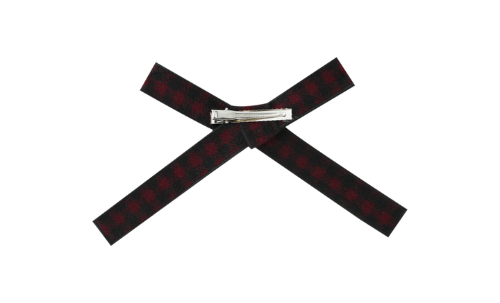 LARGE CHECKERED HAIRBOW-BURGUNDY CHECKERED