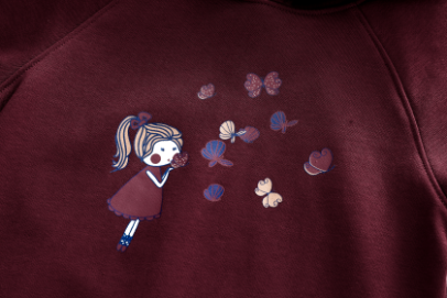 LITTLE GIRL GRAPHIC SWEAT SET-BURGUNDY