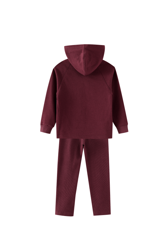 LITTLE GIRL GRAPHIC SWEAT SET-BURGUNDY