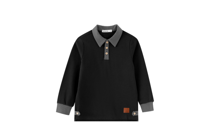 POLO WITH CONTRAST COLLAR-BLACK
