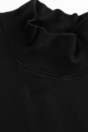 MOCK NECK SWEATSHIRT WITH CONTRAST EDGING-BLACK