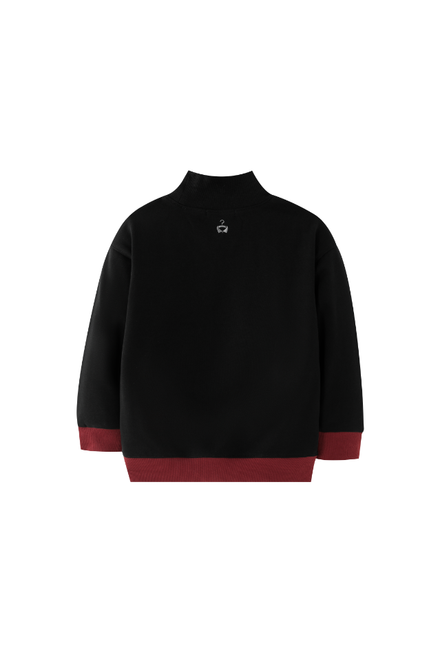 MOCK NECK SWEATSHIRT WITH CONTRAST EDGING-BLACK
