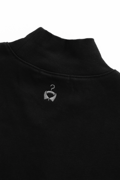 MOCK NECK SWEATSHIRT WITH CONTRAST EDGING-BLACK