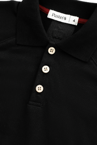 POLO WITH STRIPED EDGING-BLACK
