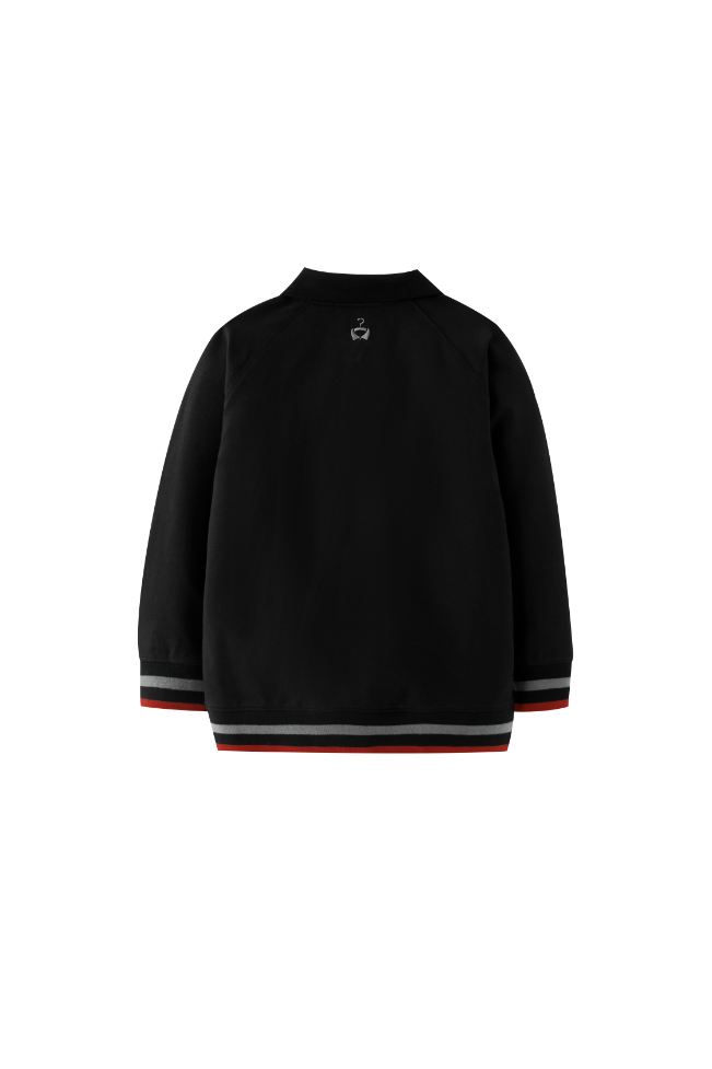 POLO WITH STRIPED EDGING-BLACK