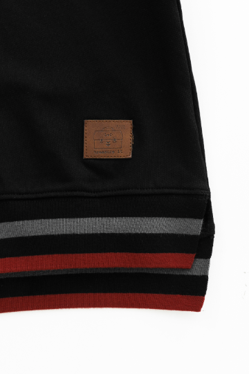 POLO WITH STRIPED EDGING-BLACK
