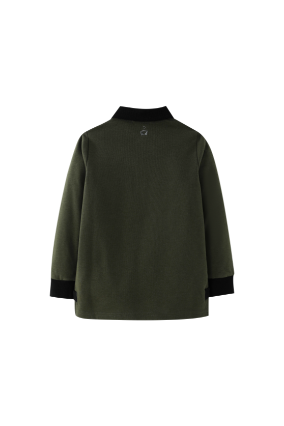 POLO WITH CONTRAST COLLAR-OLIVE
