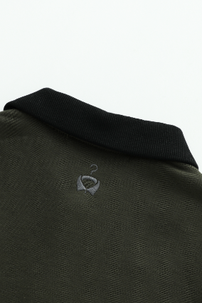POLO WITH CONTRAST COLLAR-OLIVE