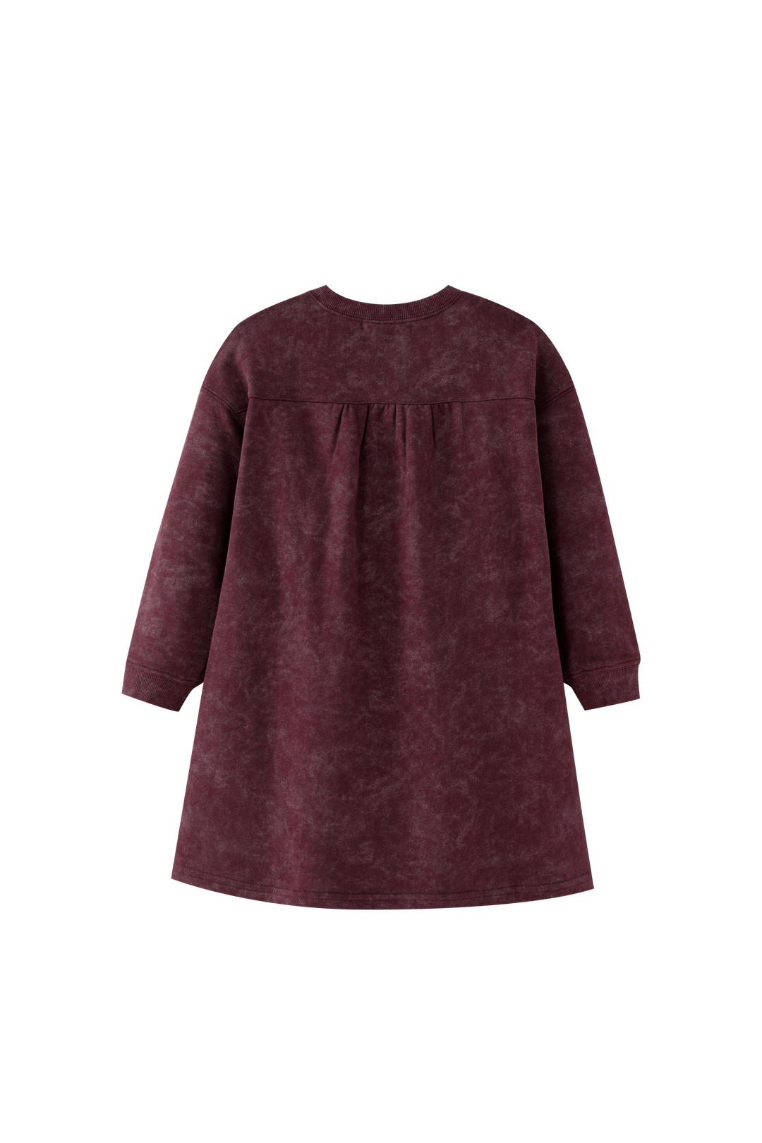 HIGH YOKE TIE DYE DRESS-BURGUNDY