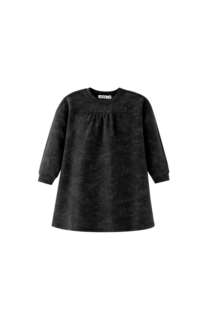 HIGH YOKE TIE DYE DRESS-BLACK