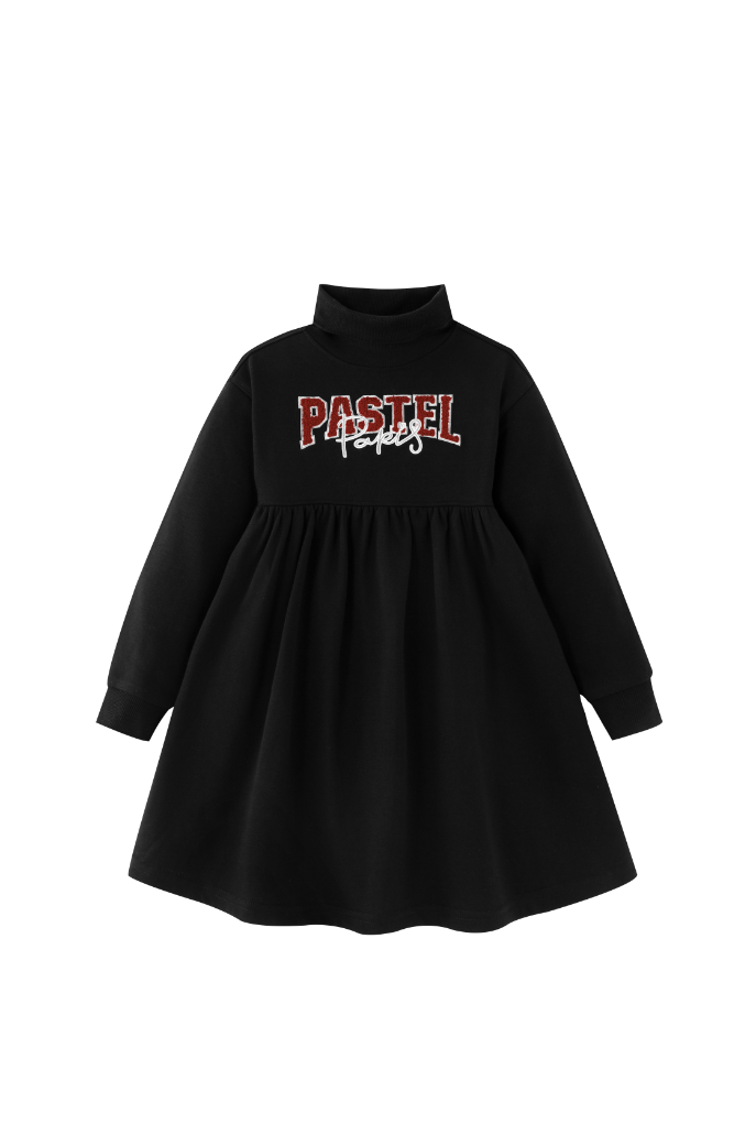 PASTEL PARIS TURTLENECK DRESS-BLACK
