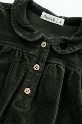 PETER PAN COLLARED CORDUROY DRESS-GREEN