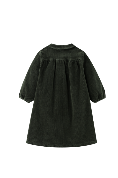 PETER PAN COLLARED CORDUROY DRESS-GREEN