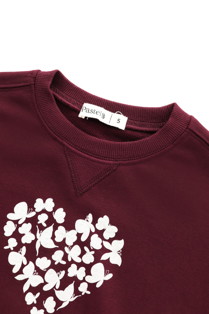 GRAPHIC HEART SWEATSHIRT-BURGUNDY