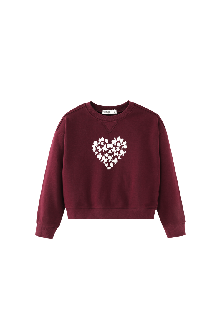 GRAPHIC HEART SWEATSHIRT-BURGUNDY