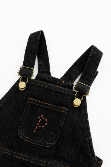 PINAFORE JUMPER WITH CENTER POCKET-BLACK DENIM