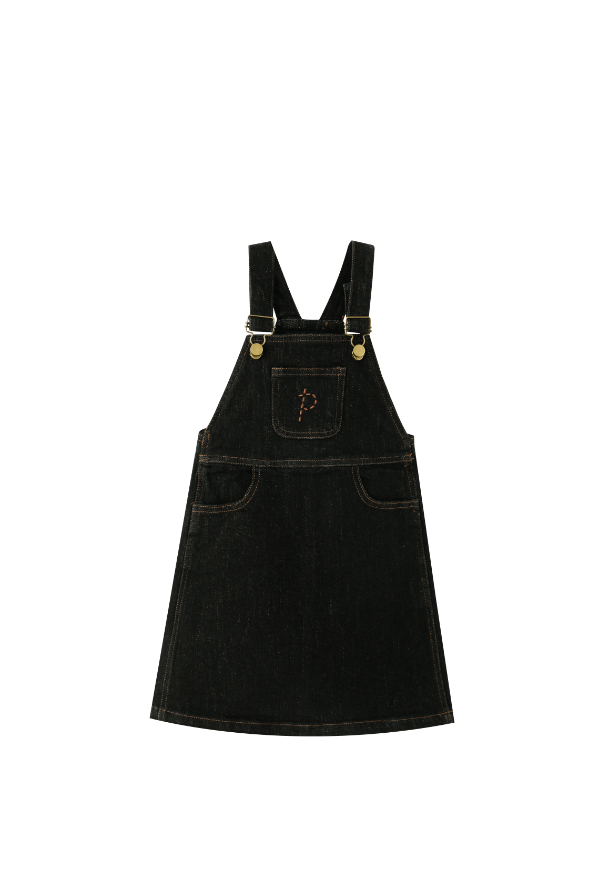PINAFORE JUMPER WITH CENTER POCKET-BLACK DENIM