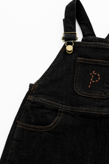 PINAFORE JUMPER WITH CENTER POCKET-BLACK DENIM