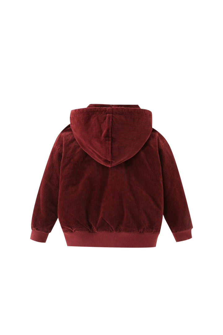 CORDUROY HOODED JACKET-RUST