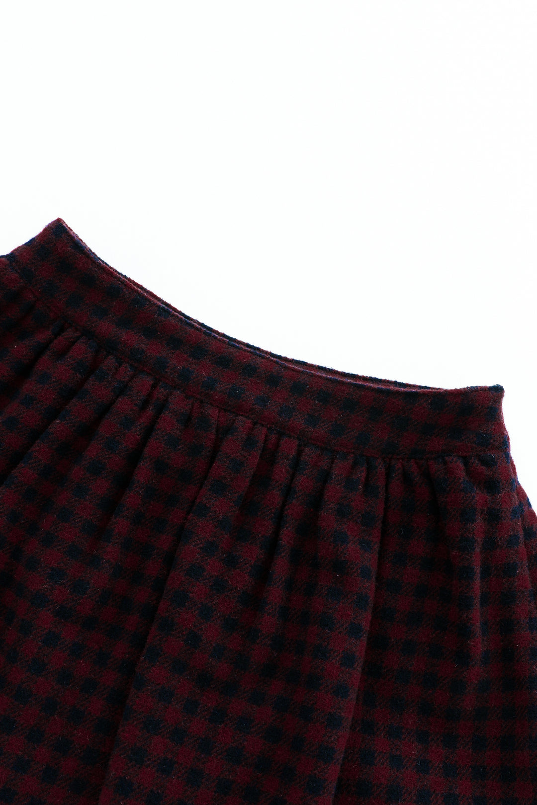 CHECKERED CIRCLE SKIRT-BURGUNDY CHECKERED