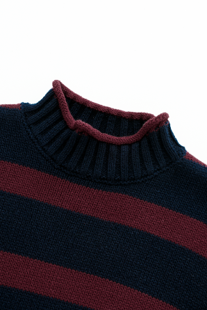 STRIPED TURTLENECK SWEATER-BURGUNDY STRIPED