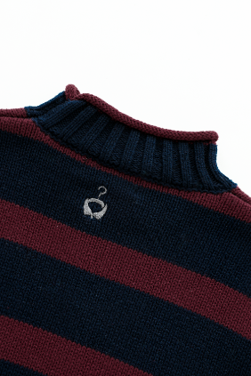 STRIPED TURTLENECK SWEATER-BURGUNDY STRIPED