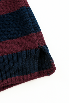 STRIPED TURTLENECK SWEATER-BURGUNDY STRIPED