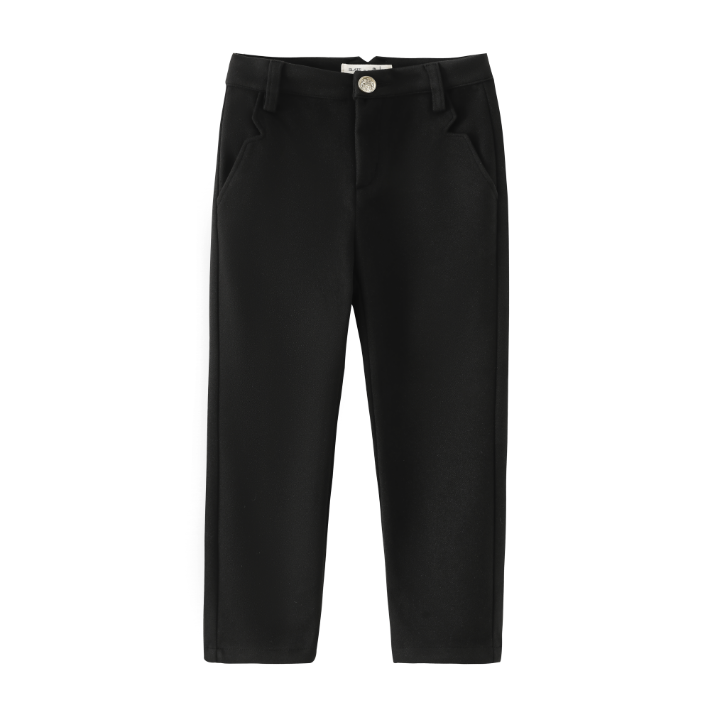 WOOL MAUVE PANTS-BLACK