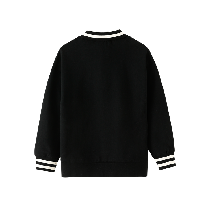 STRIPED COLLAR POLO-BLACK