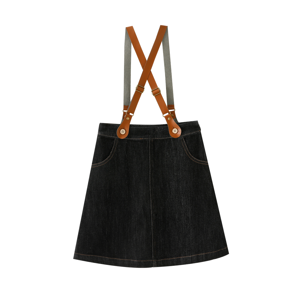 WEEKDAY SUSPENDER SKIRT-BLACK DENIM