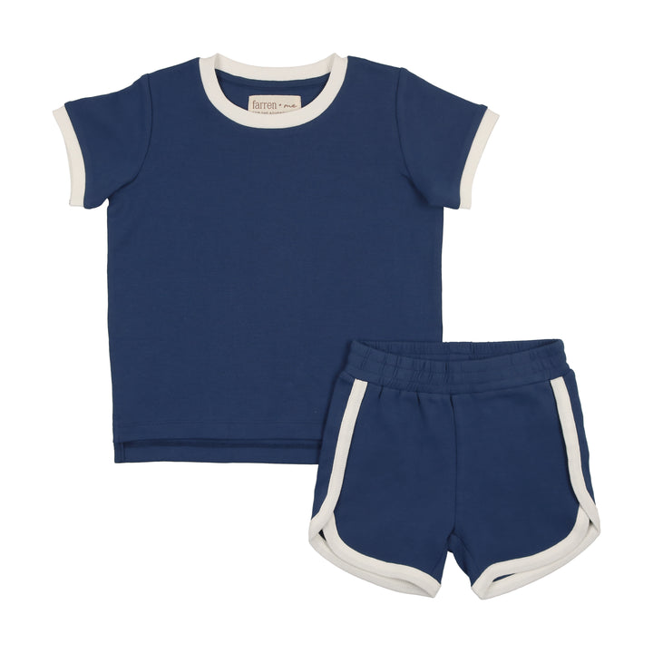 F281-TENNIS TRACK SET-Navy/Ecru