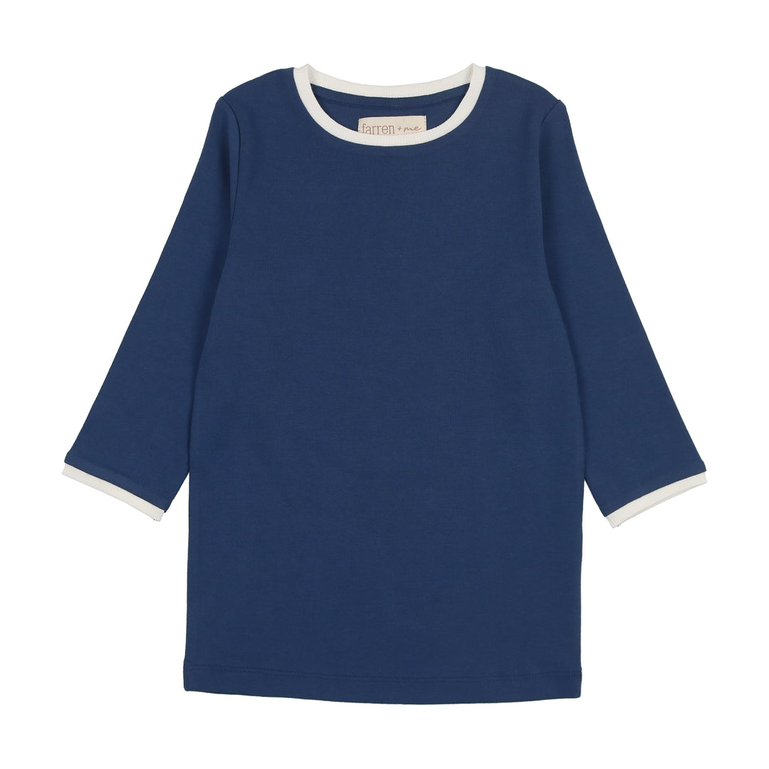 F285L-TENNIS 3/4 SLV T-SHIRT-Navy