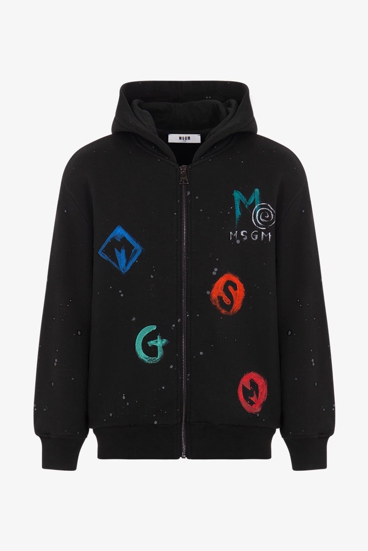 ZIP HOODIE BOY-WASHED BLACK