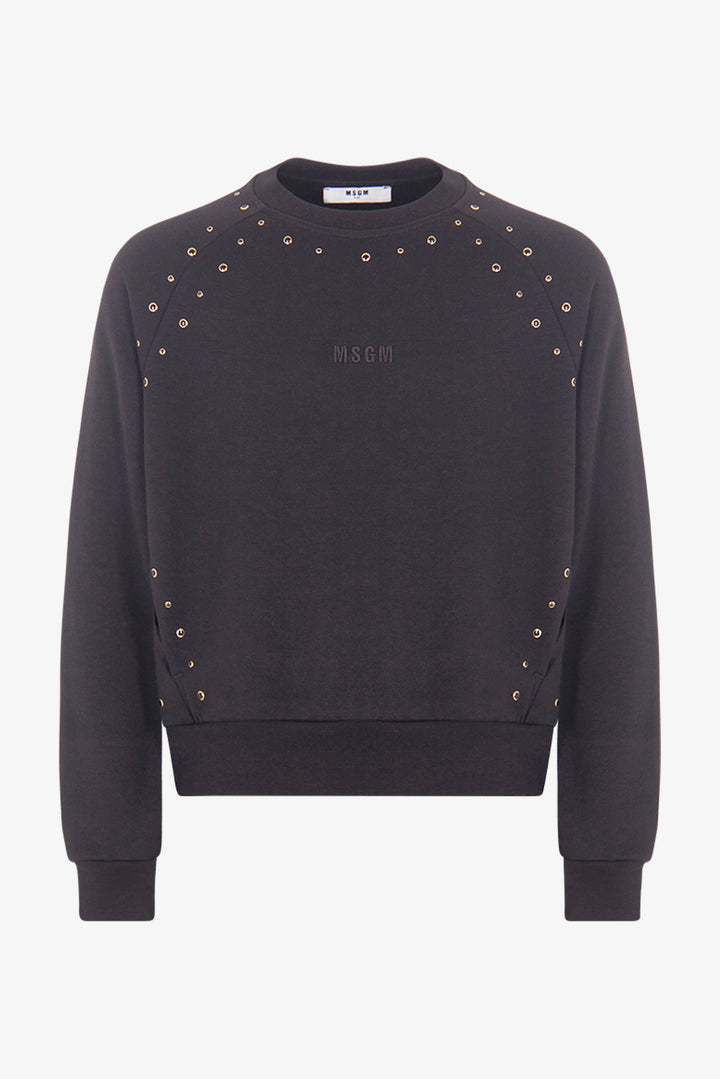 STUDDED FLEECE HOODIE GIRL-NERO/BLACK