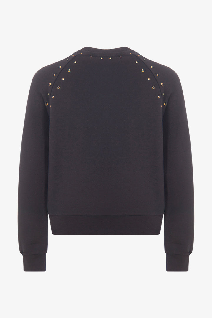 STUDDED FLEECE HOODIE GIRL-NERO/BLACK