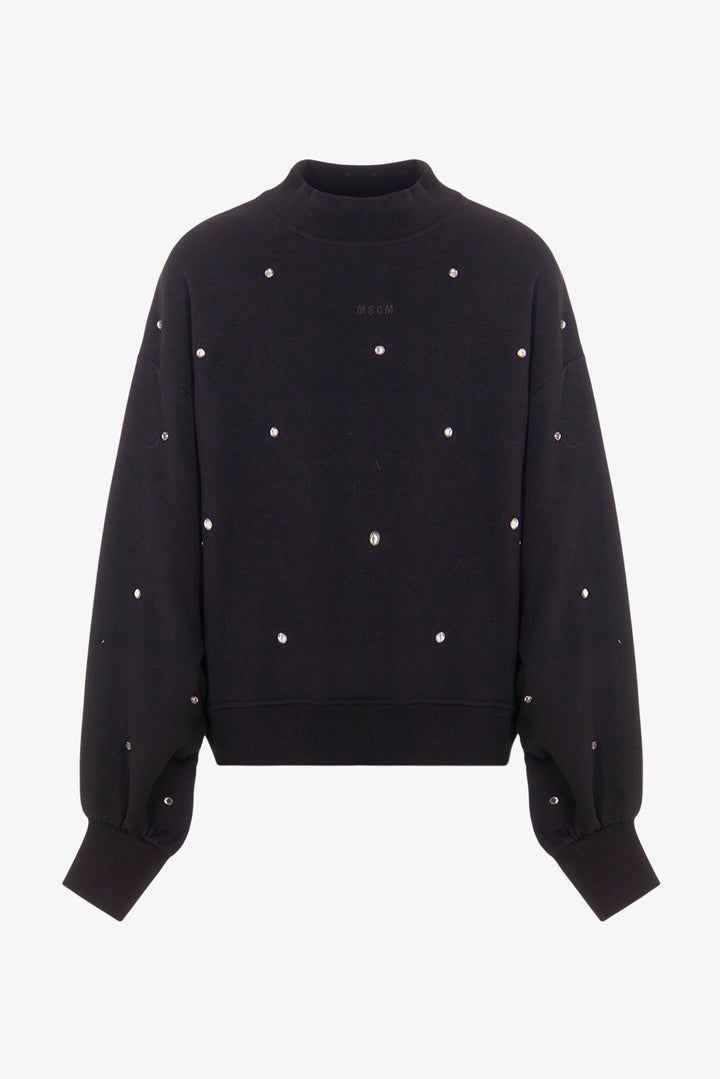 CRYSTAL STONE SWEATSHIRT GIRL-NERO/BLACK