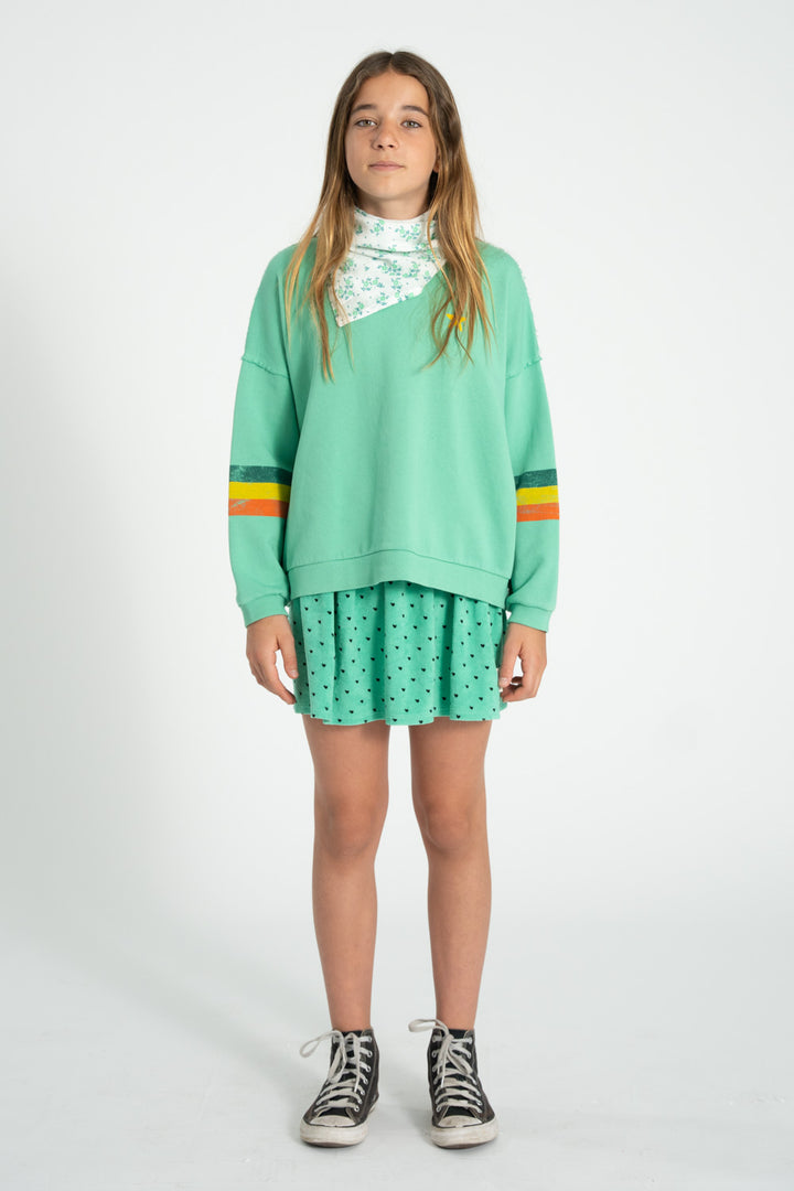 SS26.FLP2603-SWEATSHIRT - GREEN W/ MULTICOLOR STRIPES