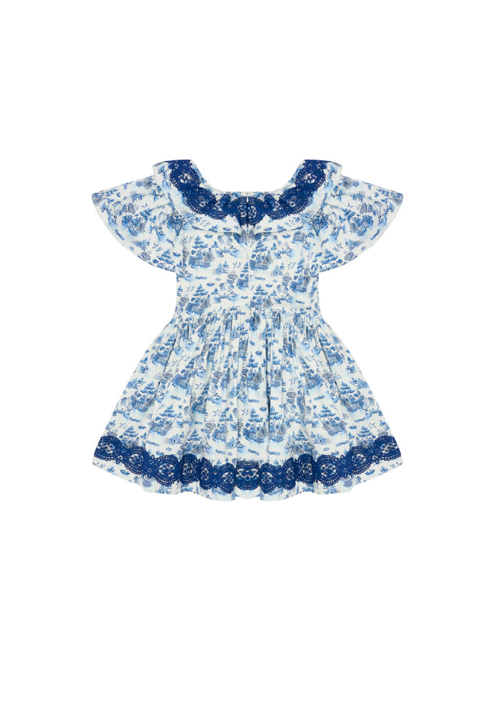 FORGET ME NOT DRESS-LONG SLEEVE-WILLOW PATTERN