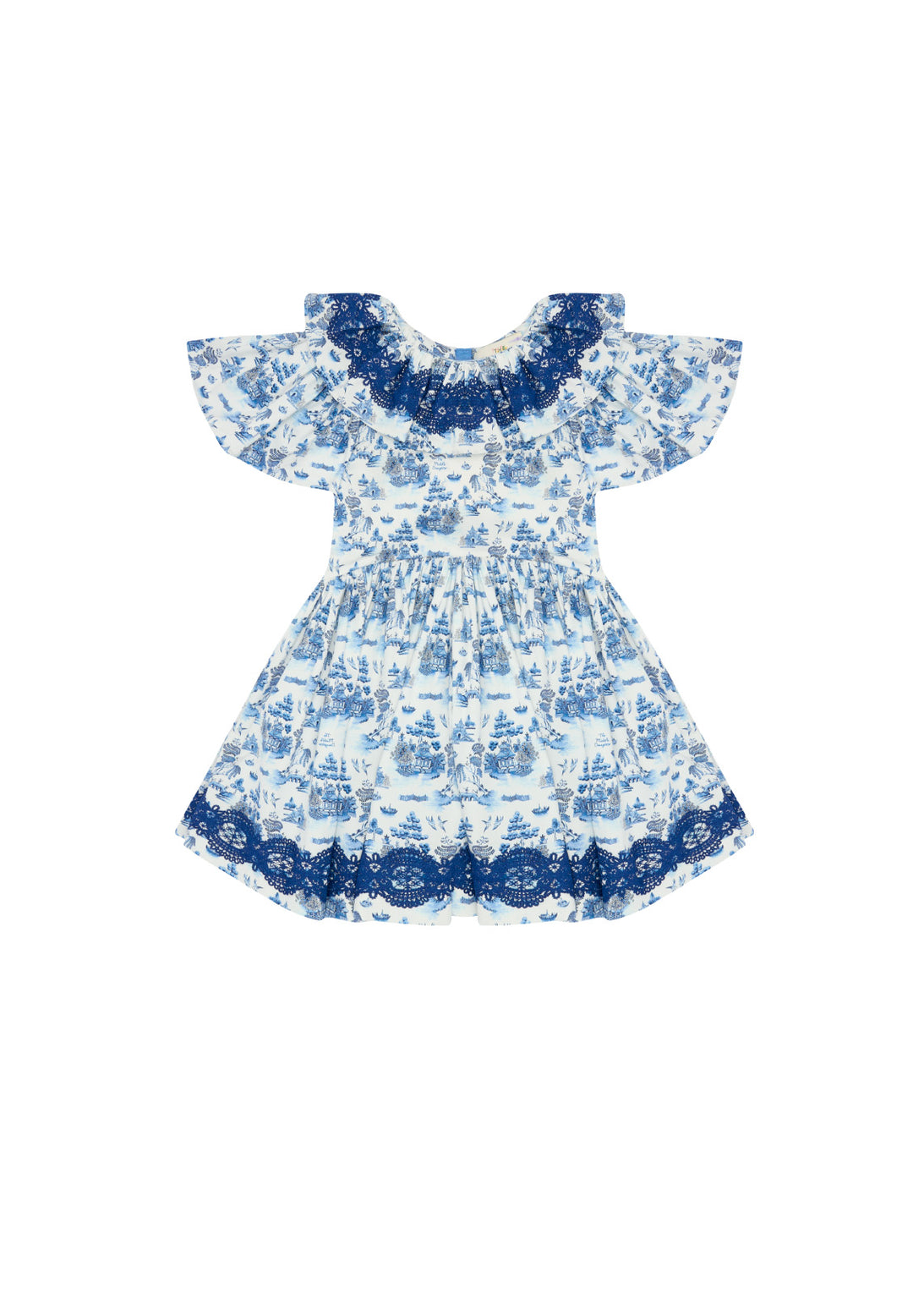 FORGET ME NOT DRESS-LONG SLEEVE-WILLOW PATTERN