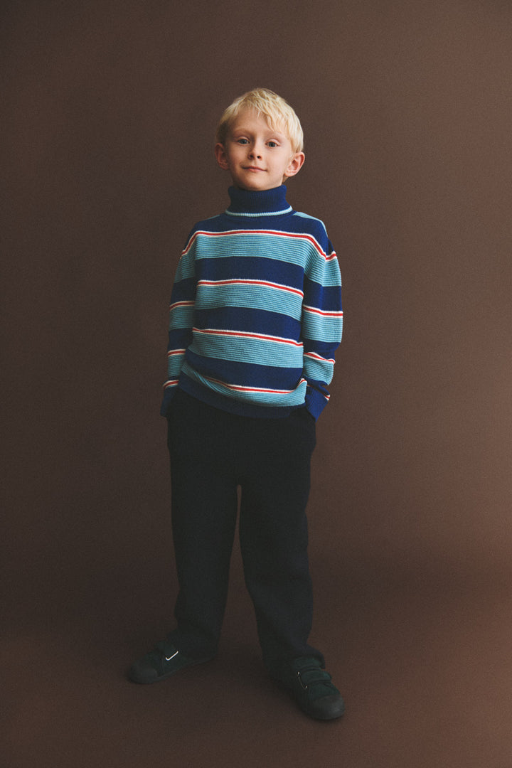 1126 ROLLNECK SWEATER - DEEP INDIGO/LIGHT TEAL