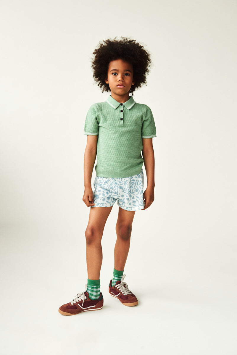 6326 SS BABY WAFFLE POLO APPLE MELANGE