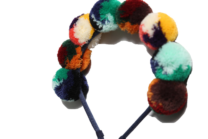 AC67S-POM POM HEADBAND-RAINBOW