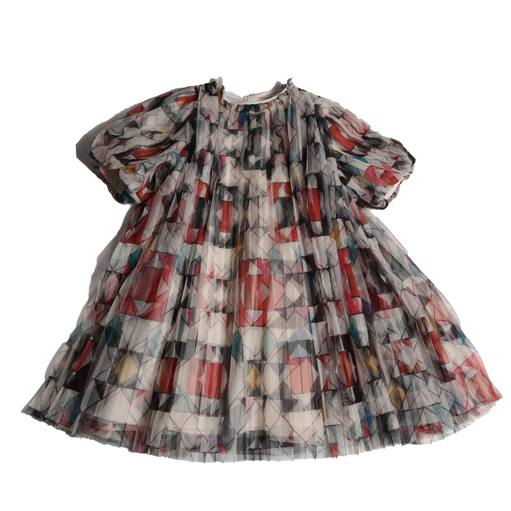 DR204V-CRUSH PLEATED SMOCK DRESS-RAINBOW