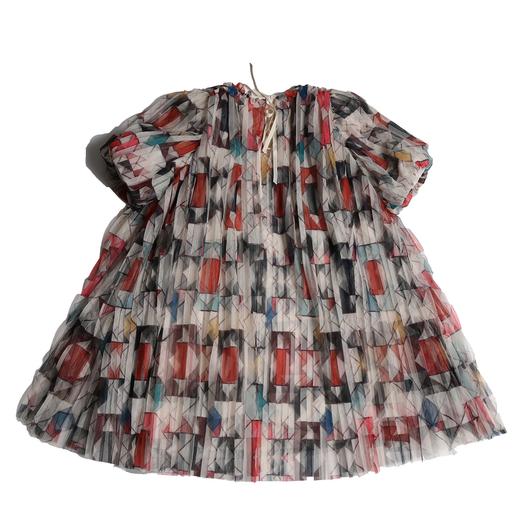 DR204V-CRUSH PLEATED SMOCK DRESS-RAINBOW
