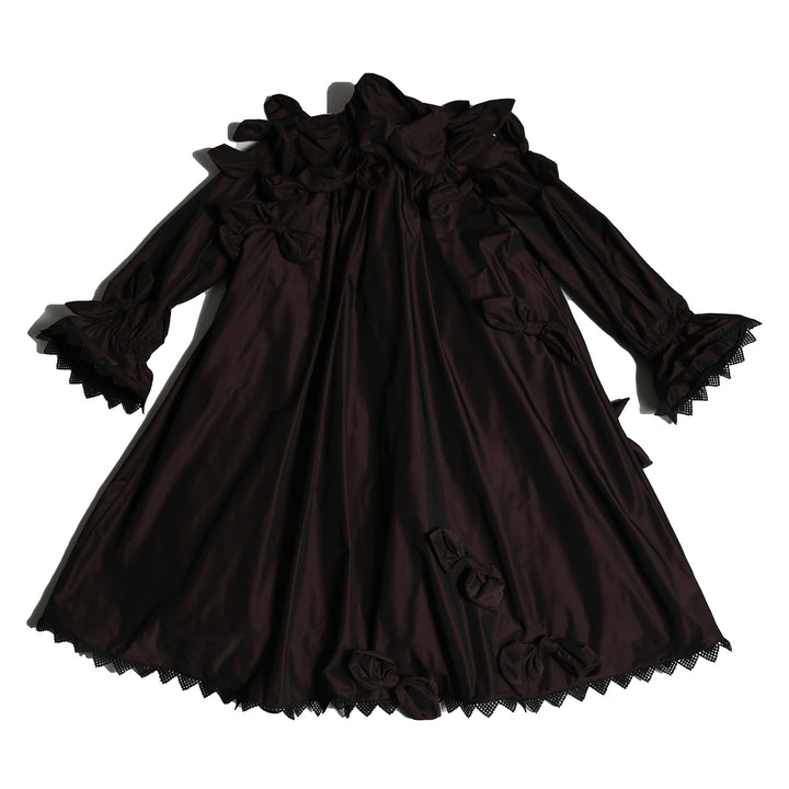 DR325V-ESTELLA BOW EMBELLISHED FROCK-RAISIN