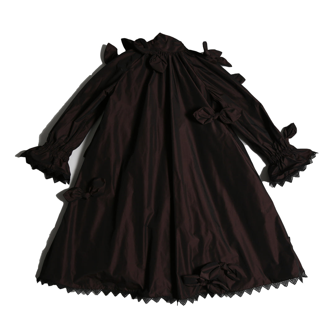 DR325V-ESTELLA BOW EMBELLISHED FROCK-RAISIN