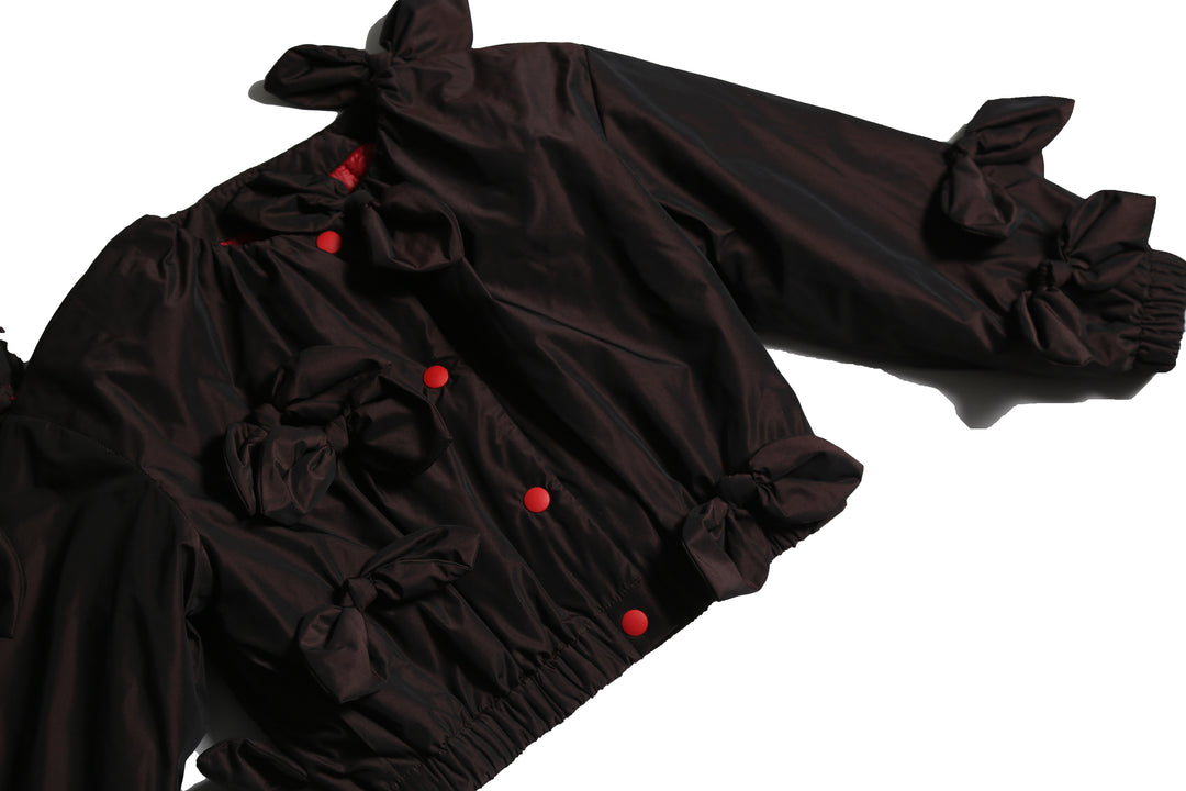 JK51S-ESTRELLA BOW EMBELLISHED BOMBE-RAISIN
